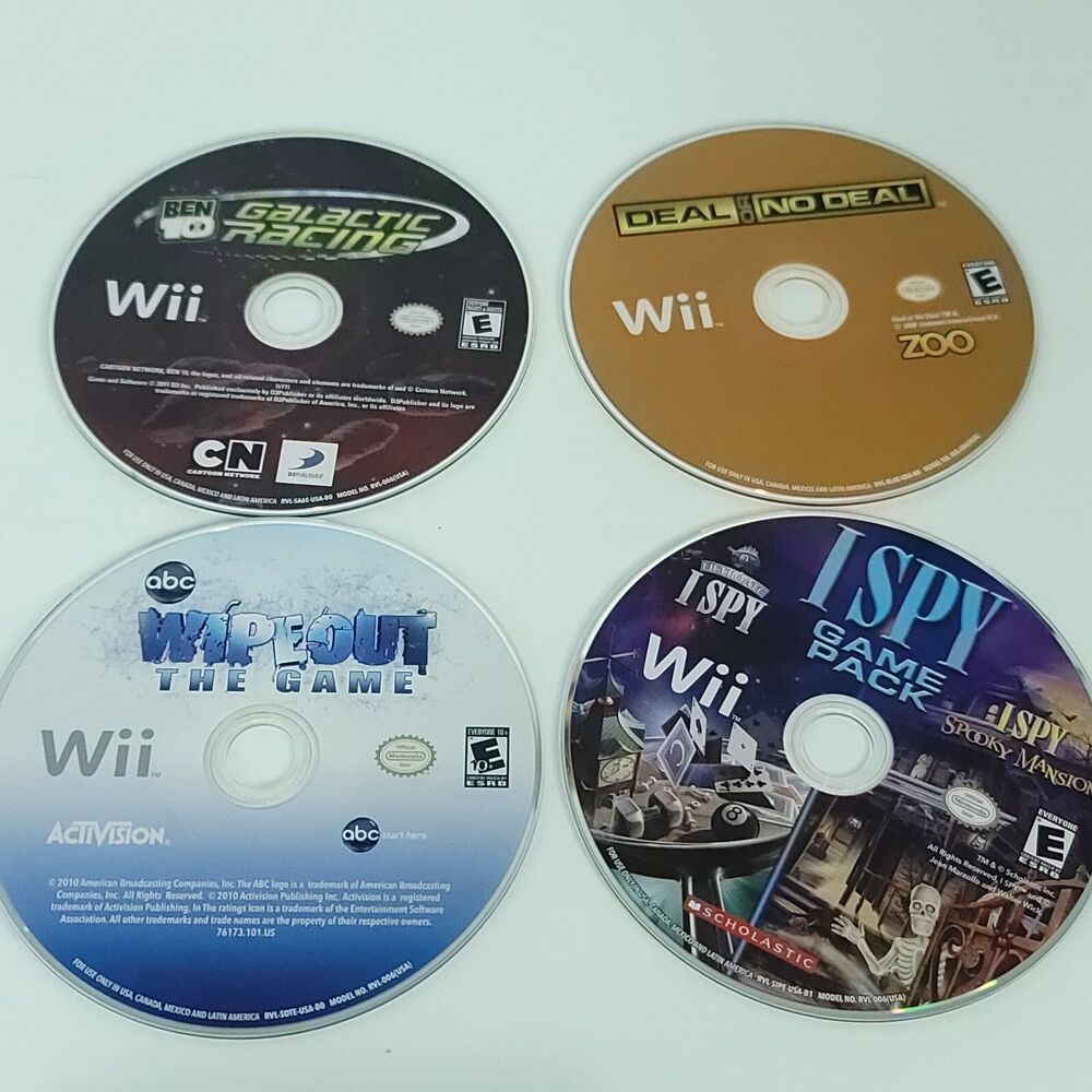 Nintendo Wii Games Lot of 4 Bundle I Spy Galactic Racing Deal Or No Deal Wipeout